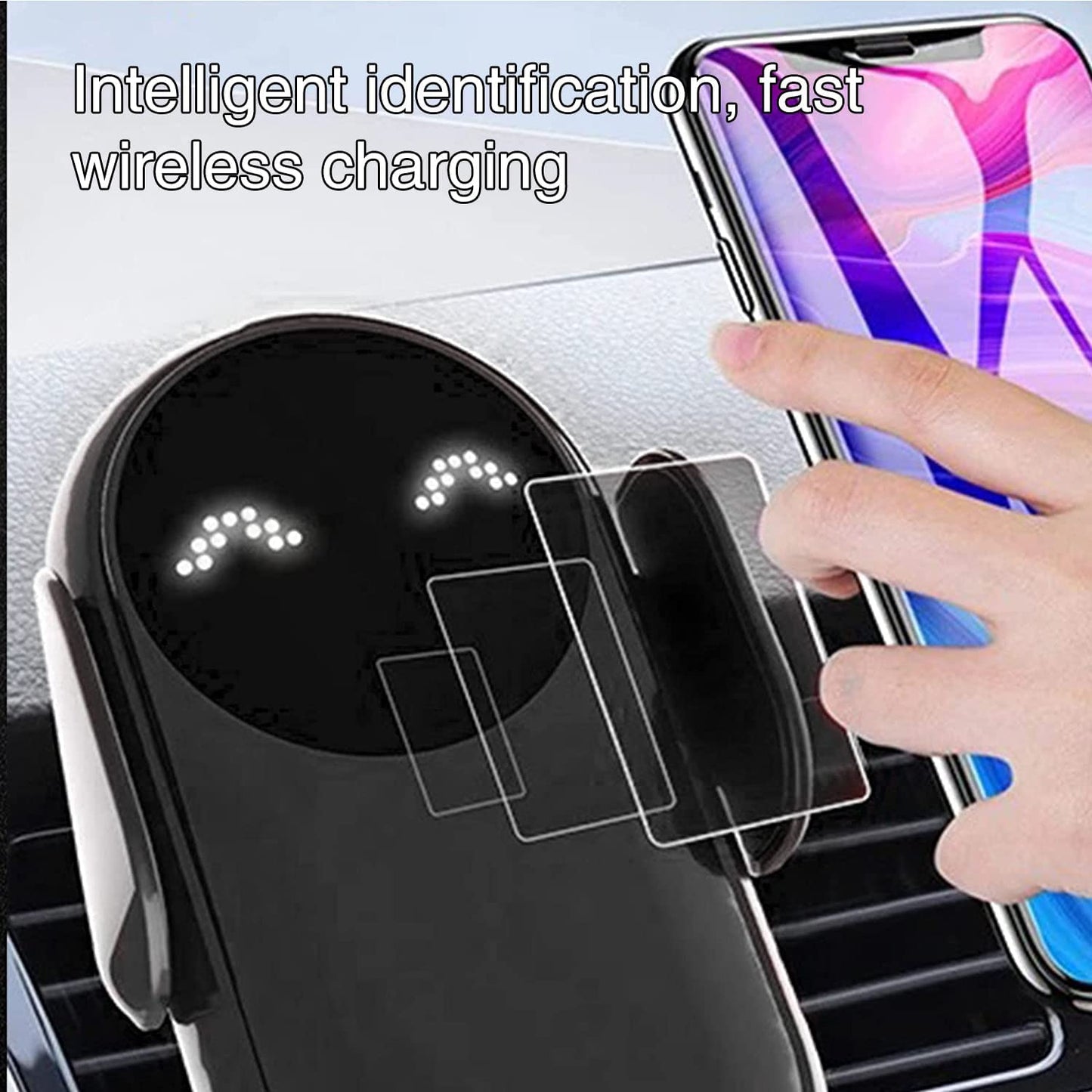 Wireless Car Charger, 10W Qi Fast Charge, (Black)