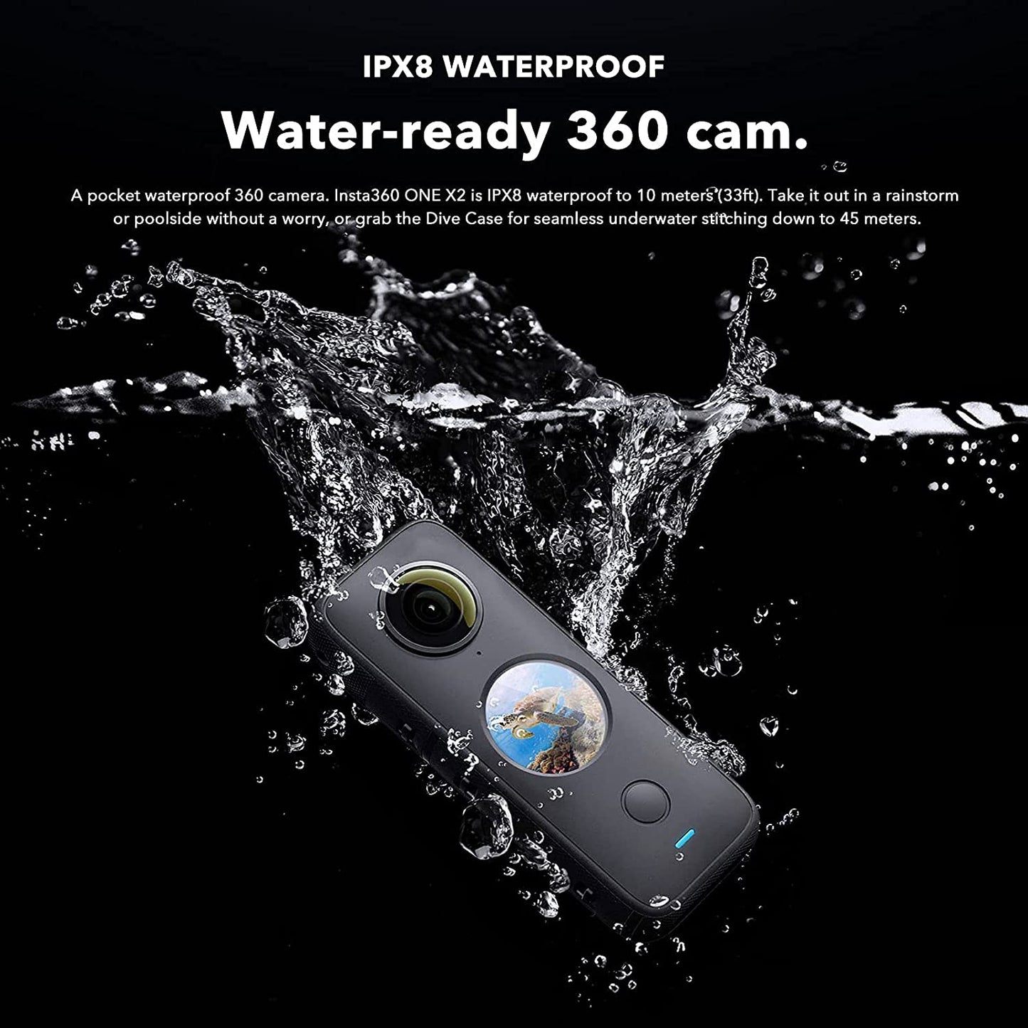 Insta360 ONE X2 360 degree waterproof action camera bundle, black