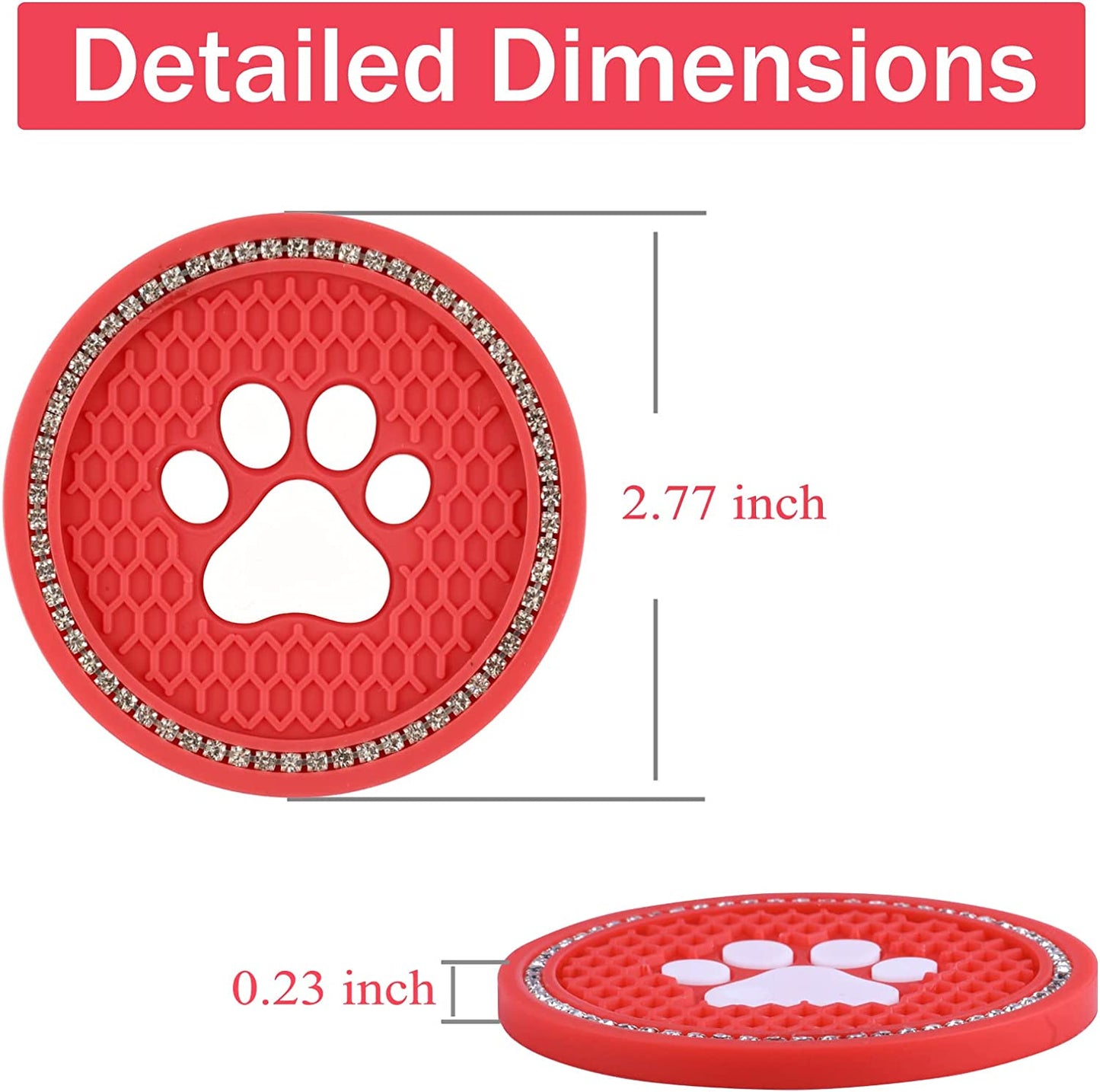 2 car coasters with red footprints print