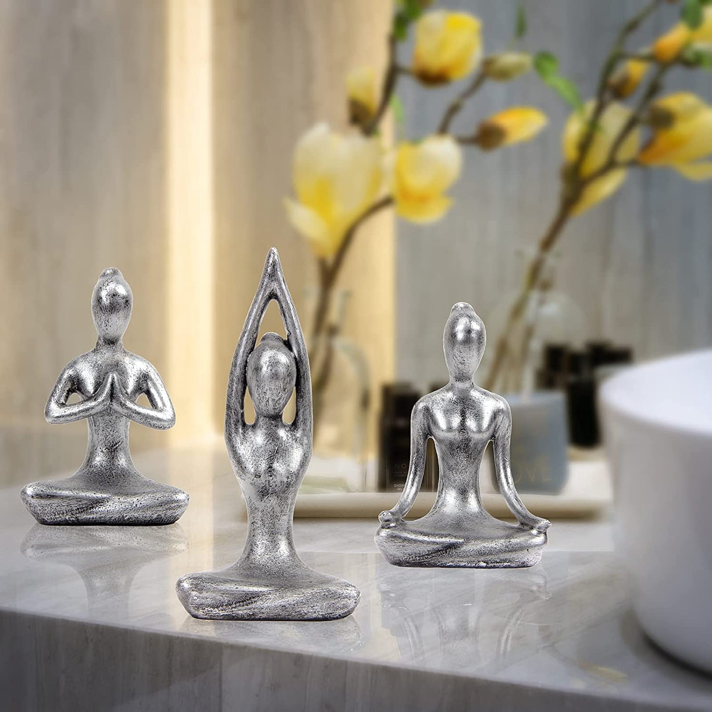 Yoga Meditation décor, Antique Silver Color