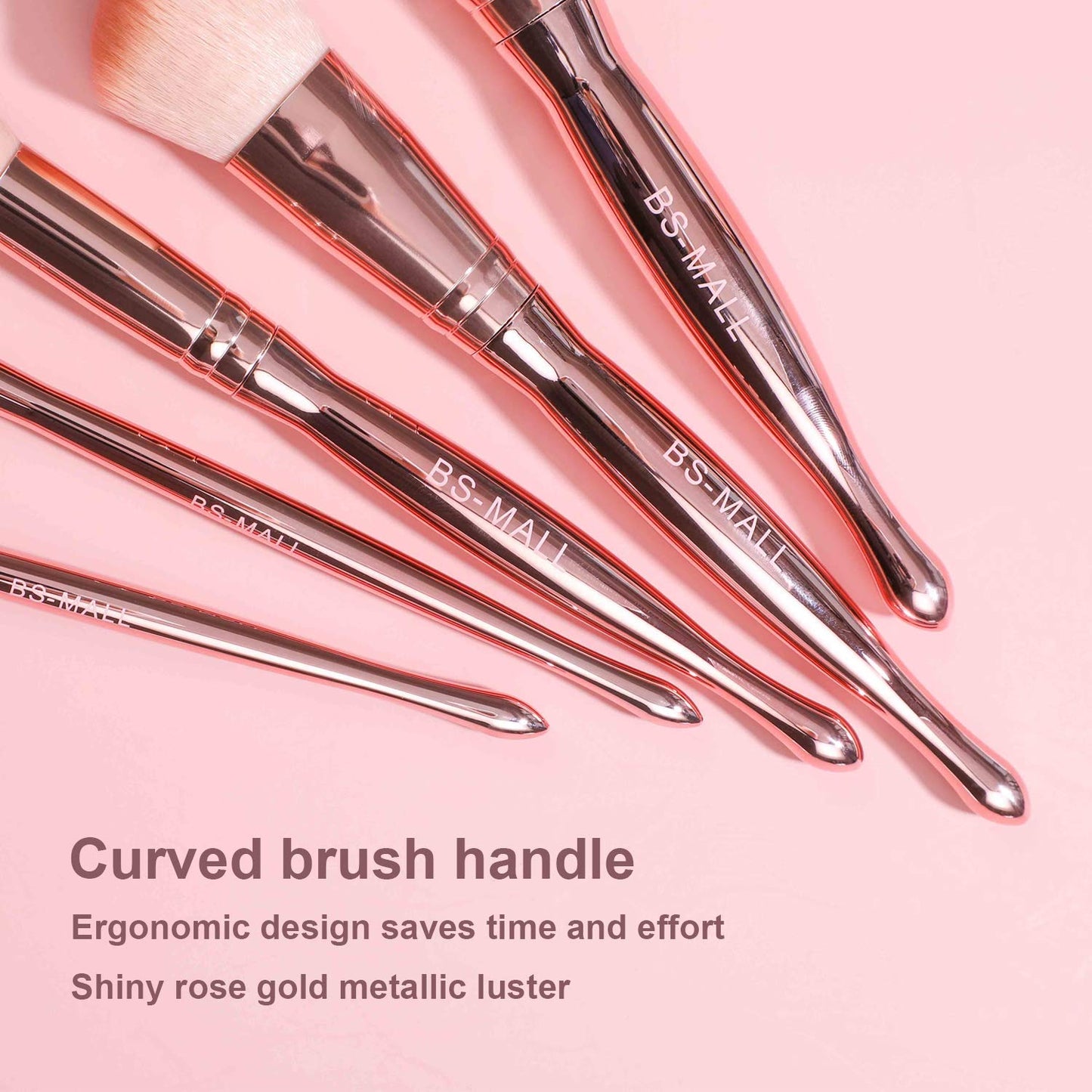 12 Piece Makeup Brush Set Premium Synthetic Base (Rose）