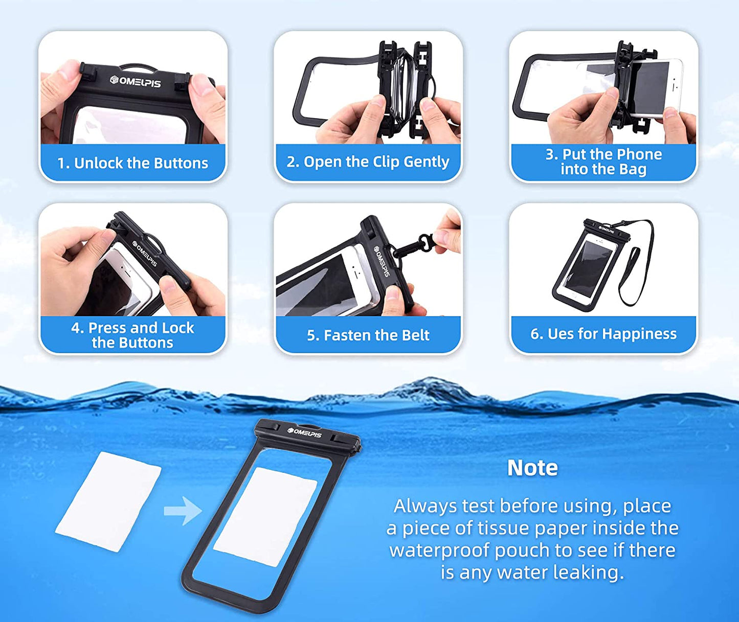 Pack of 2 universal floating waterproof covers, black