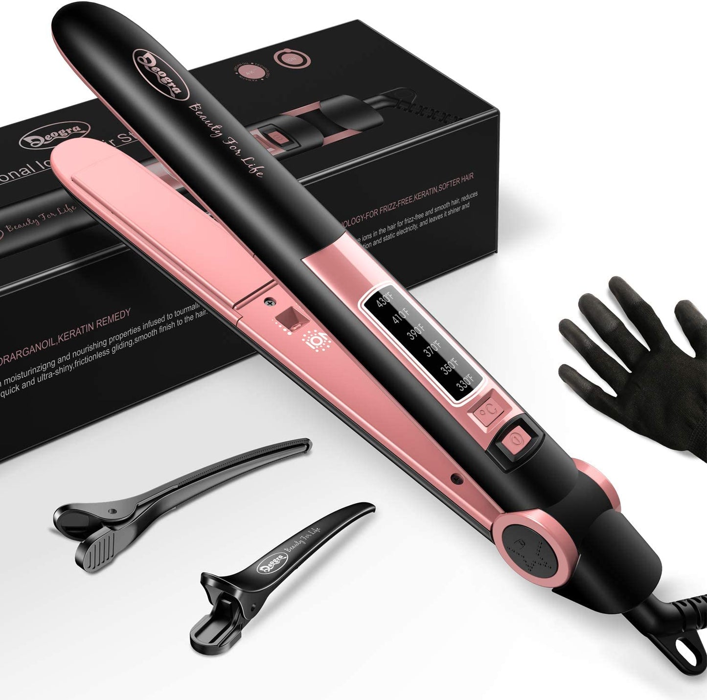 1 Inch 430 ℉ Silk Hair Straightener, Pink and Black