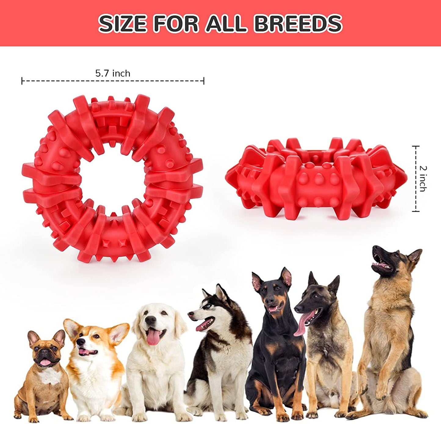 Natural Rubber Chew Toys for Pets, Red