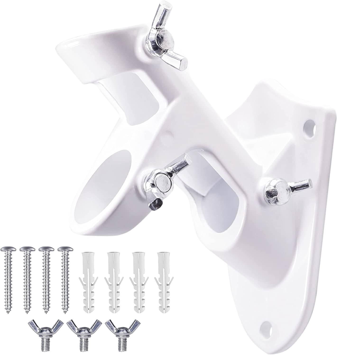 Heavy Duty 0.75 to 1 Inch Flag Pole Bracket with Clamp - White