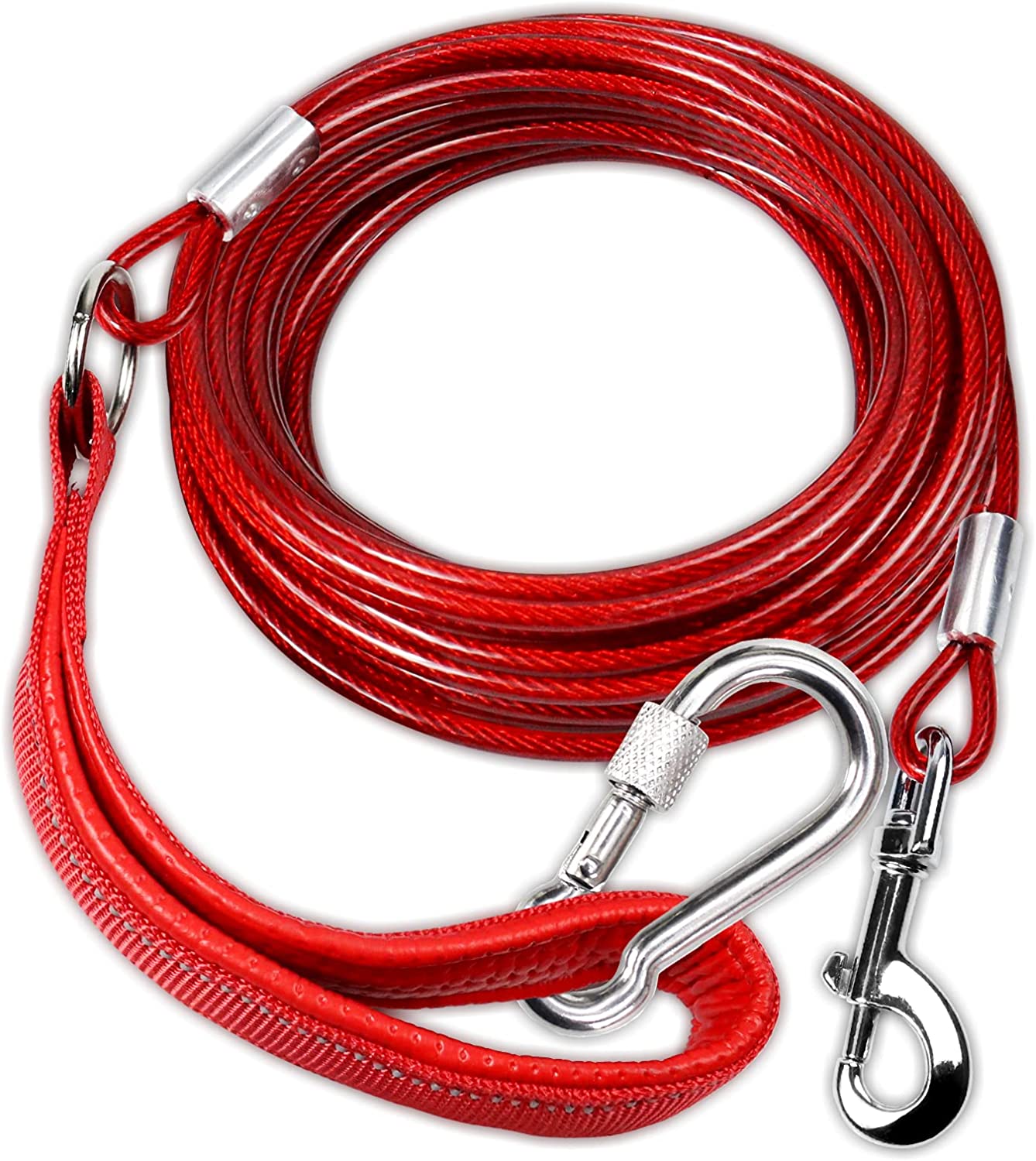 10/20/30/50ft Heavy Duty Dog Tie Down Cable with Carabiner,30FT