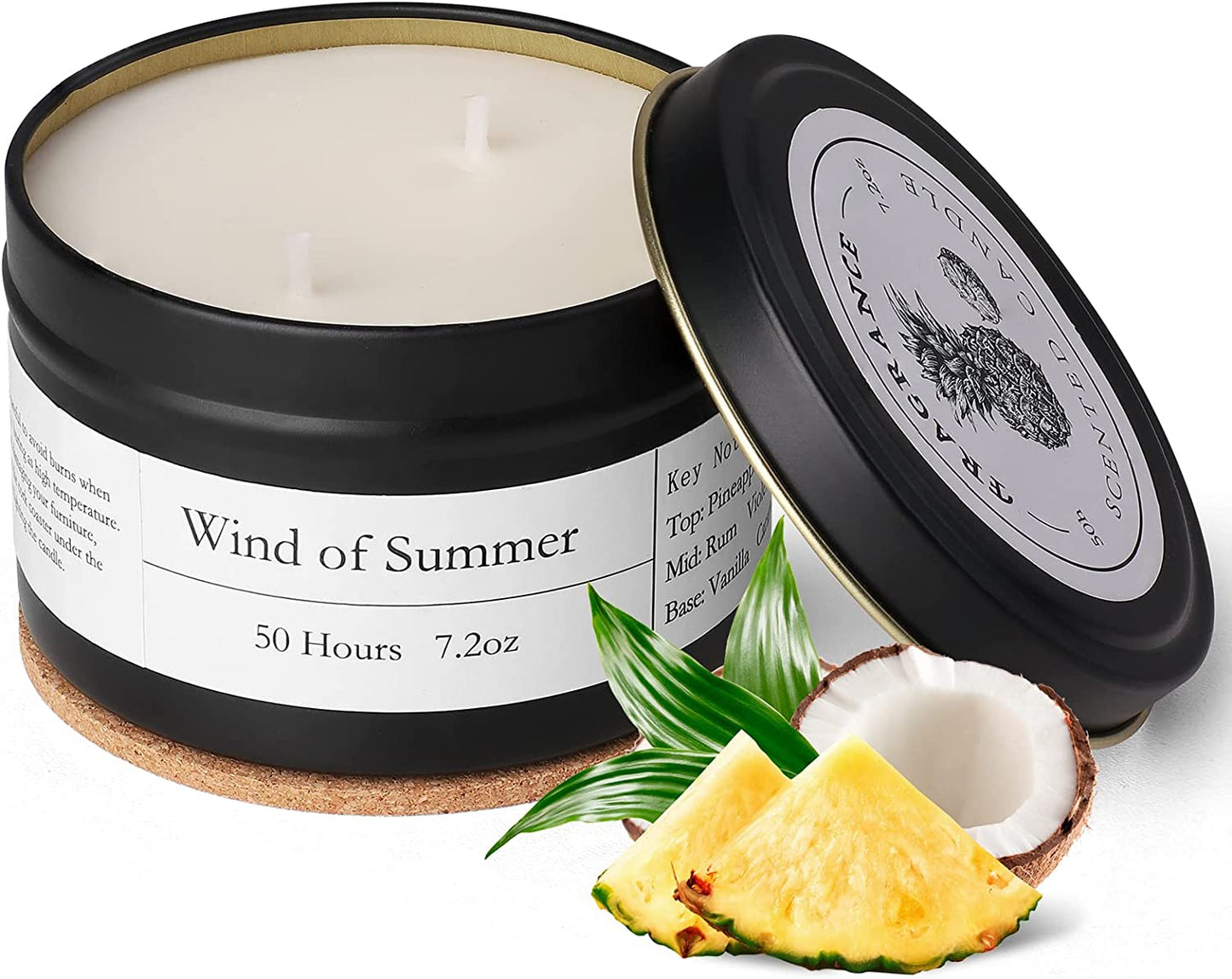 Handmade Soy Wax Scented Candle with Cotton Wick, Pineapple coconut