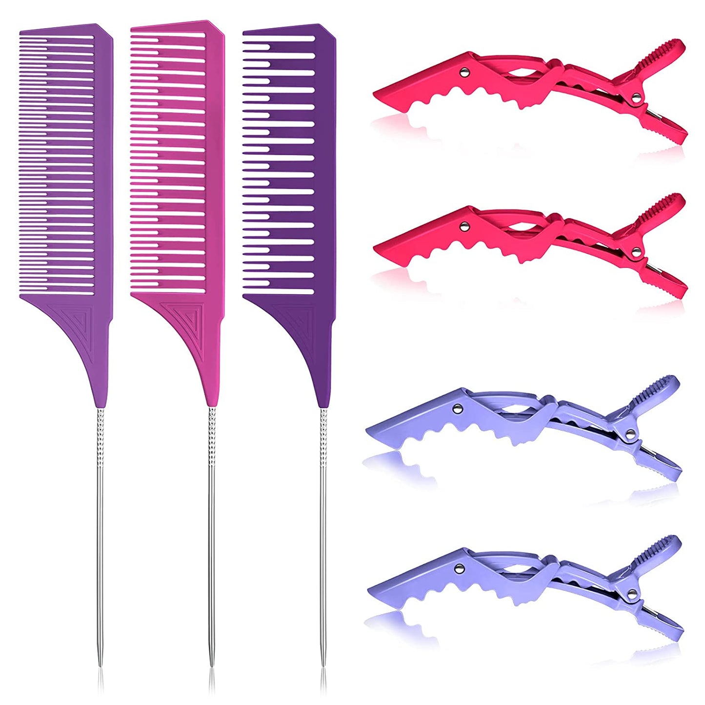 3-piece highlighter combs with 4 alligator clips(lovely Color)