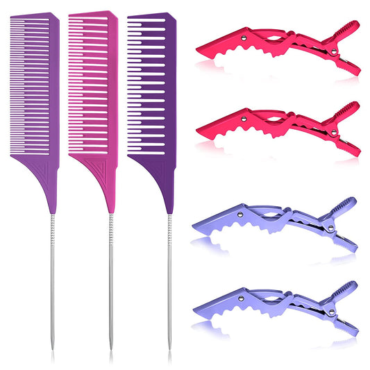 3-piece highlighter combs with 4 alligator clips(lovely Color)