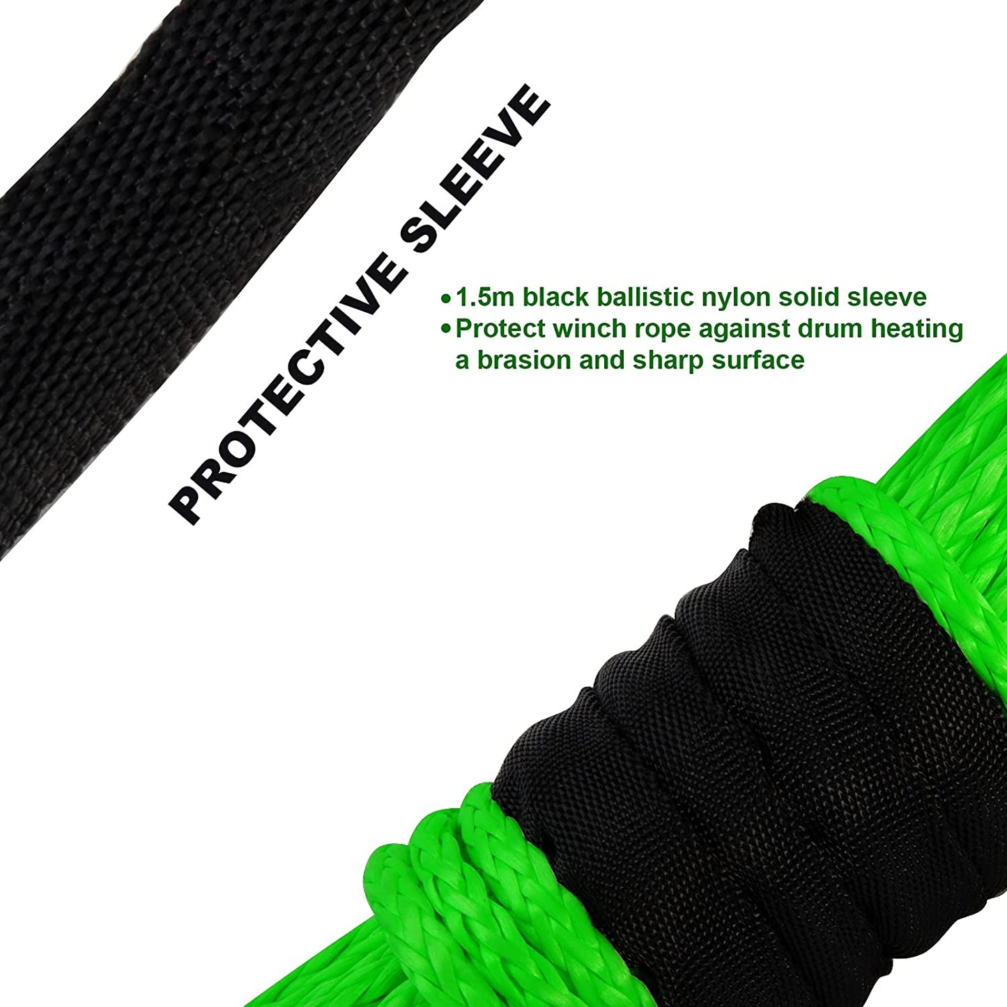 3/16" x 50' Nylon Synthetic Winch Rope (Green)