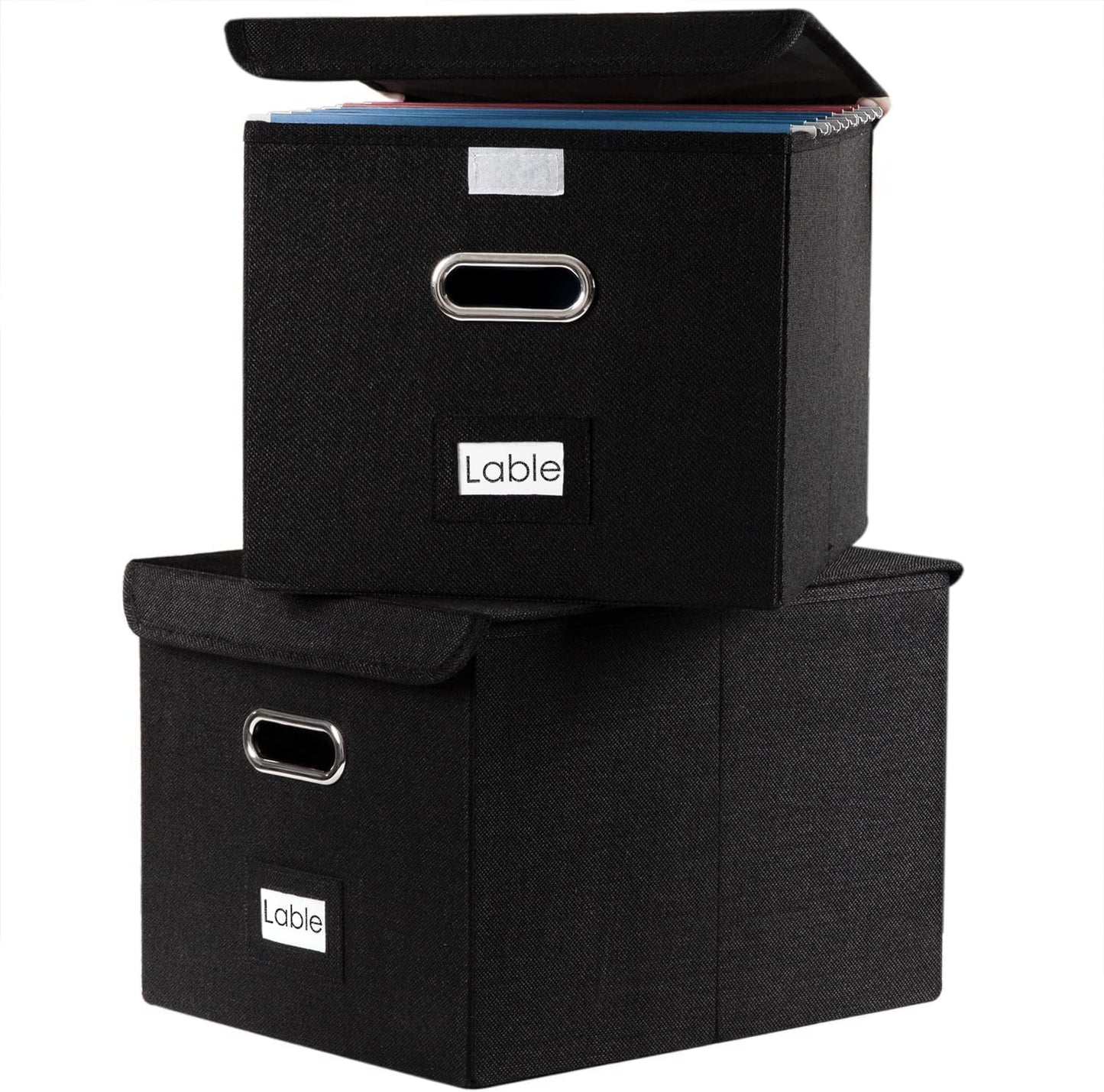 Set of 2 File Organizer Box, Color (Black)