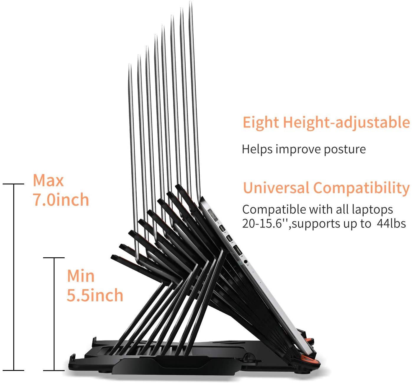 Adjustable stand, for laptop. multi-angle support.