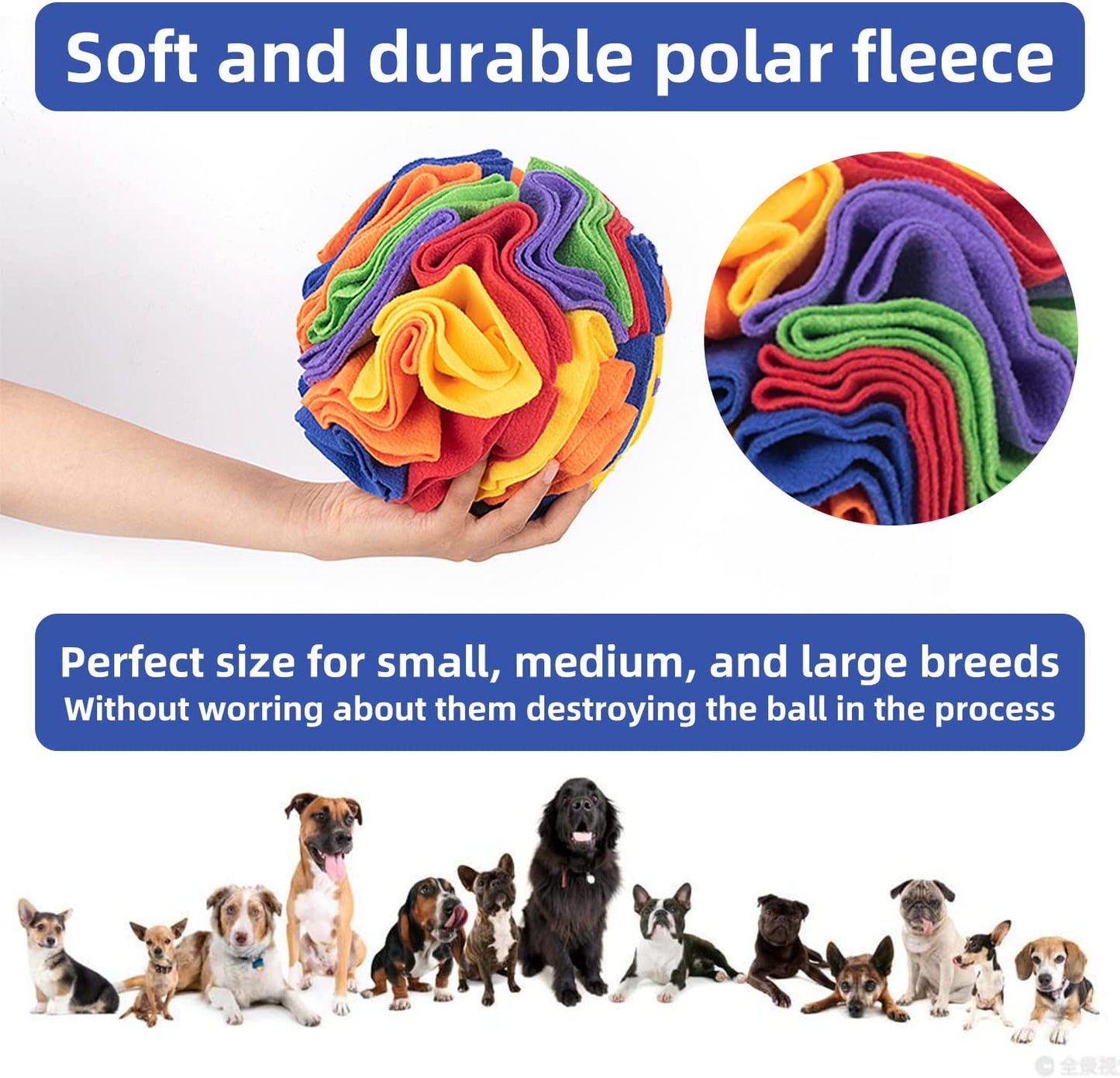 Olfactory interactive ball for pets, plush, medium, Multicolor