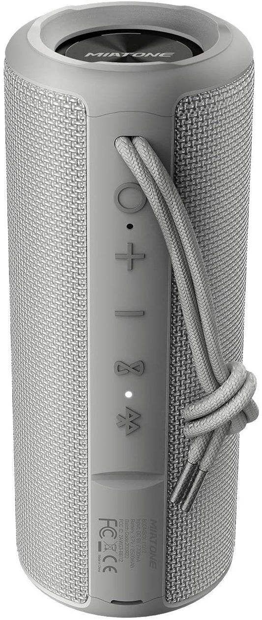 Waterproof wireless portable bluetooth speaker - grey color