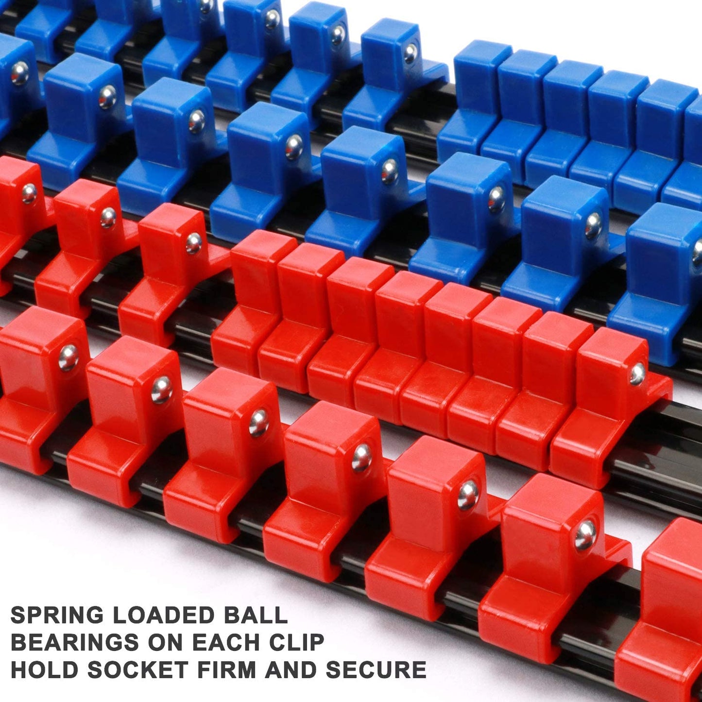 1/4-inch, 3/8-inch, 1/2-inch socket holders (6 pieces blue & red)