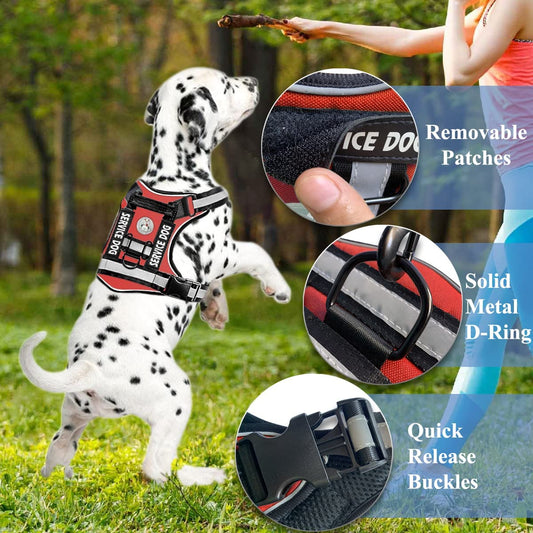 Hands-Free Pet Service Harness, Medium (Red)