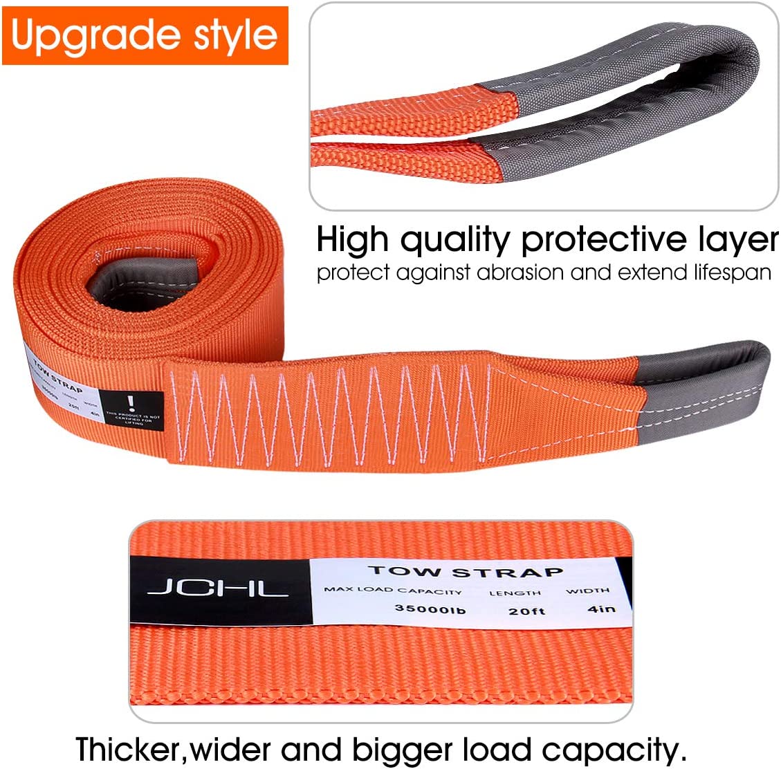 Recovery Strap for Trailer, 18 Ton (Color: 4"x 20 ft)