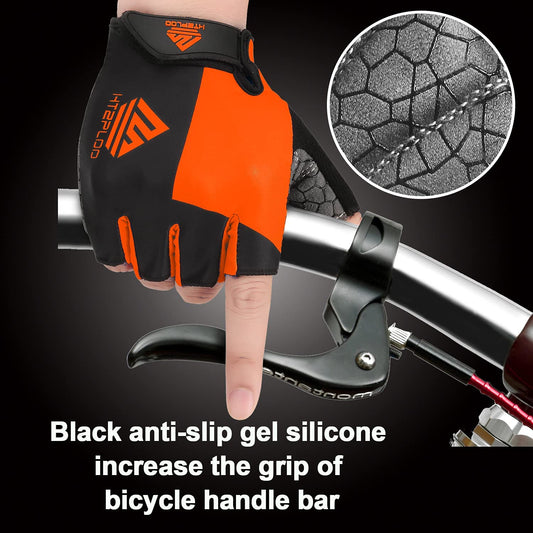 Lightweight non-slip bicycle gloves (Orange and black color)