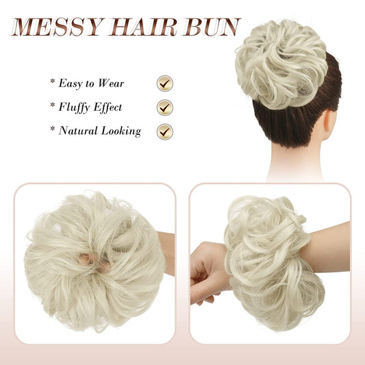 1 Kinky Wavy Synthetic Hair Chignon (60# Ash Platinum Blonde)