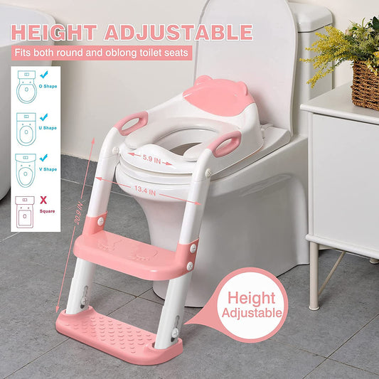 Potty Training Seat with Stool Ladder, (Pink)