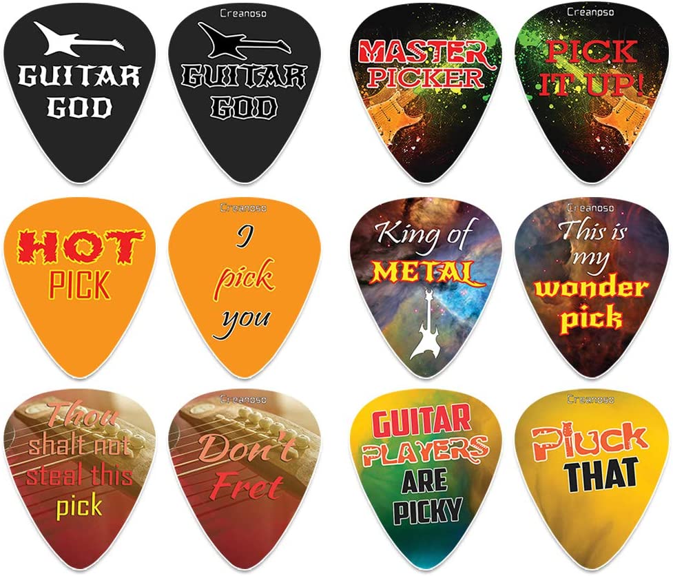 Guitar Picks with Funny Sayings (Pack of 12)