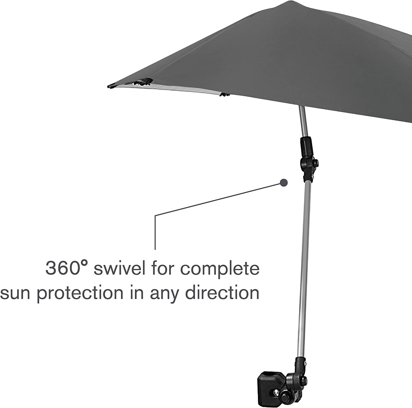 Adjustable umbrella with universal clamp, Gray, Regular