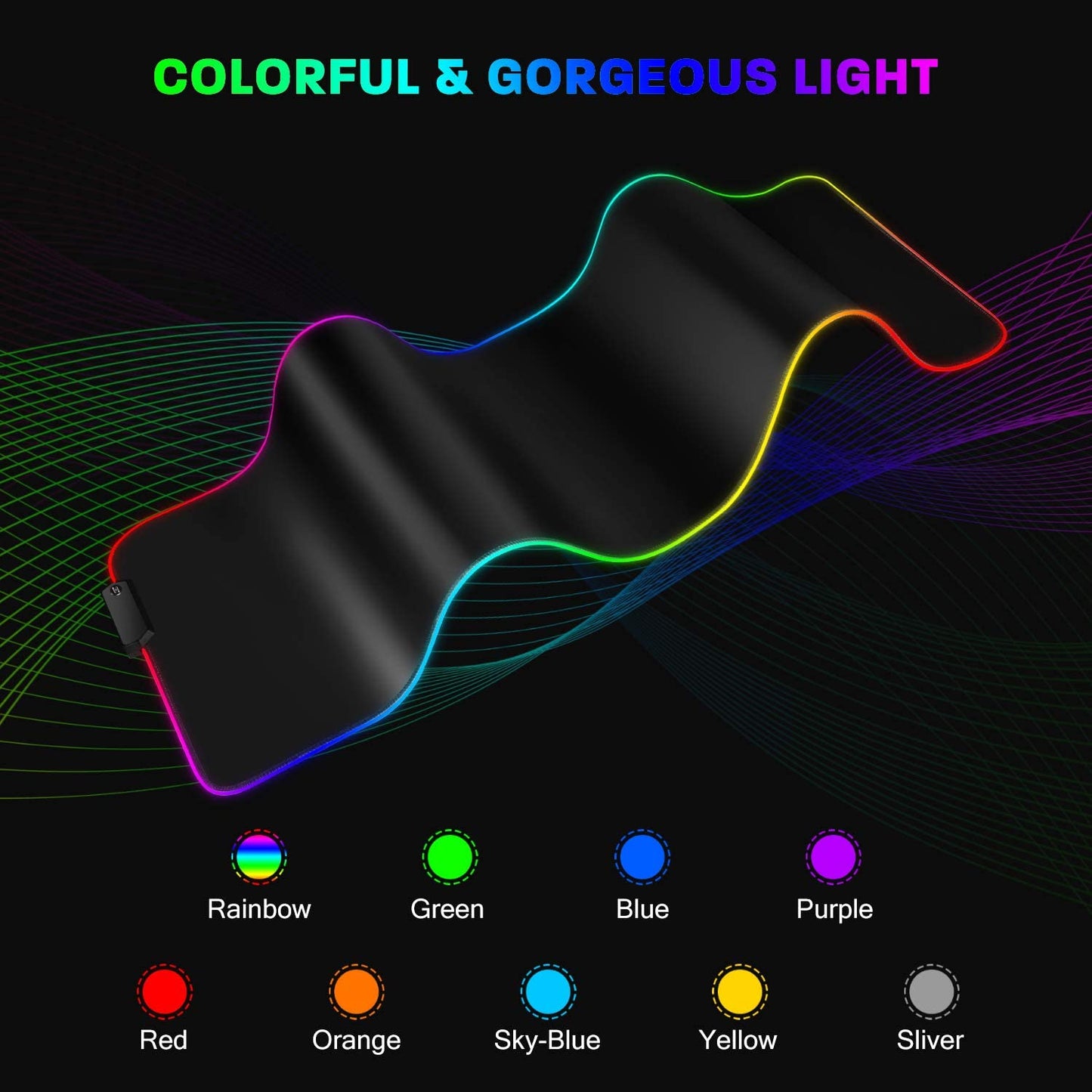 13.8" x 9.8" LED Gaming Mouse Pads with 12 Lighting Modes -large