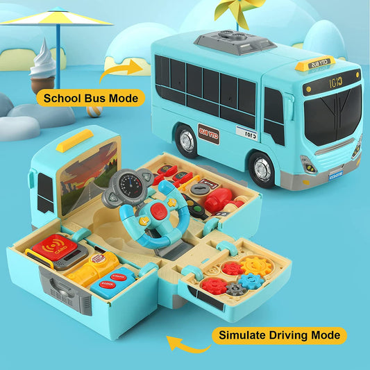 Simulation bus toy with sound and light, Blue