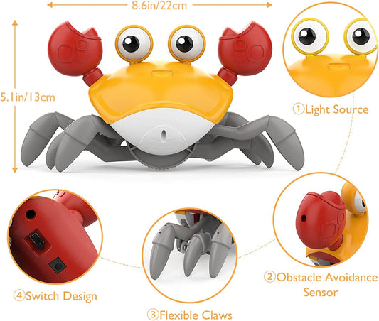 Interactive musical crab to learn to crawl, game for babies