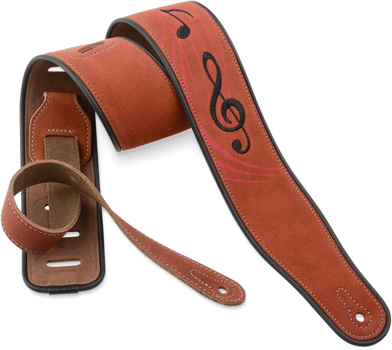 2.8 inch wide leather guitar strap, (brown note)