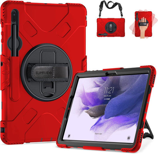 Silicone case for tablet, with handle, colour: Tab S7 FE- red