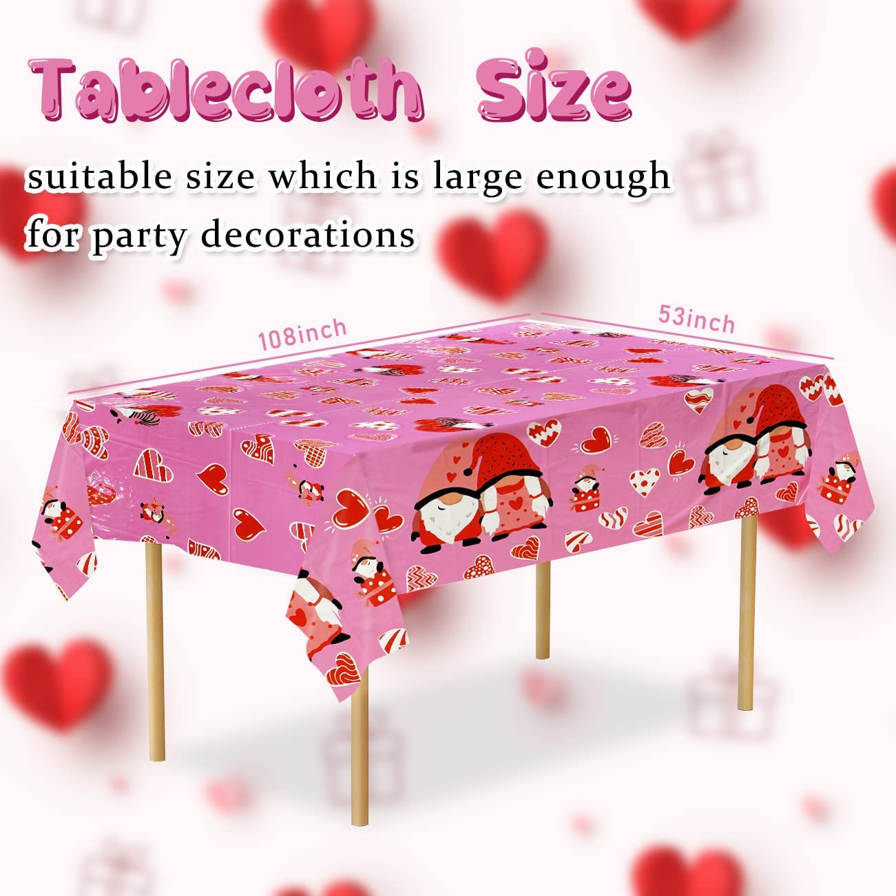 3 Valentine's Day Tablecloths, 108" x 54"