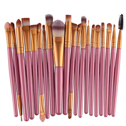 20 Pack Powder Makeup Brushes with Sponge, (Golden-Pink)