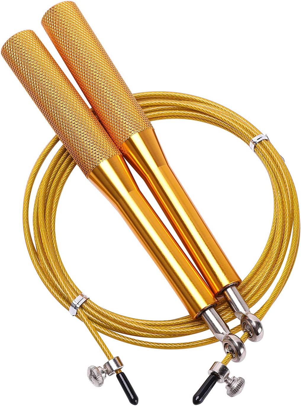 Skipping rope, aluminum alloy handles, Gold, 115 inches, 3 m