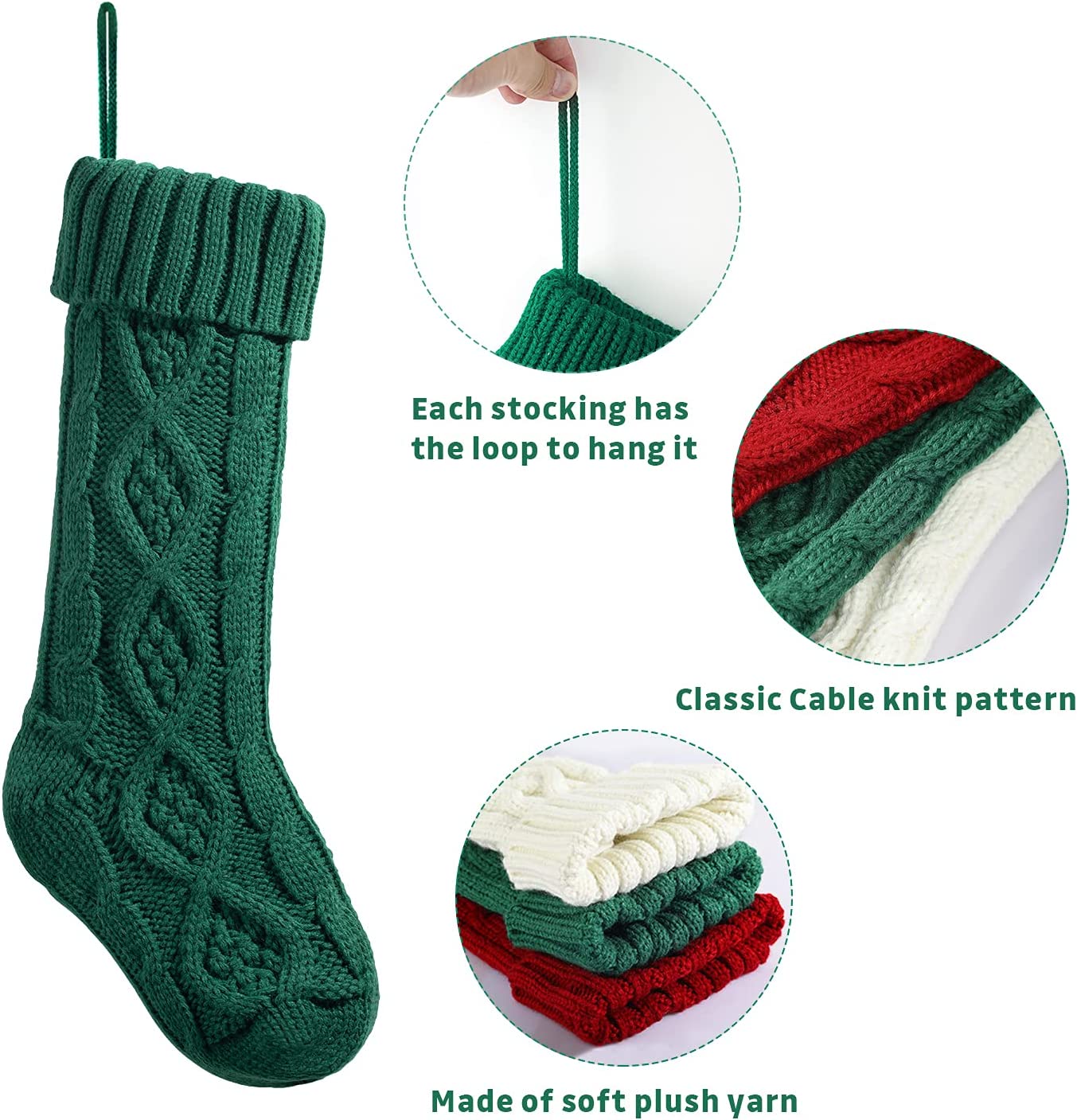 4 Pack 18" Knit Christmas Stockings