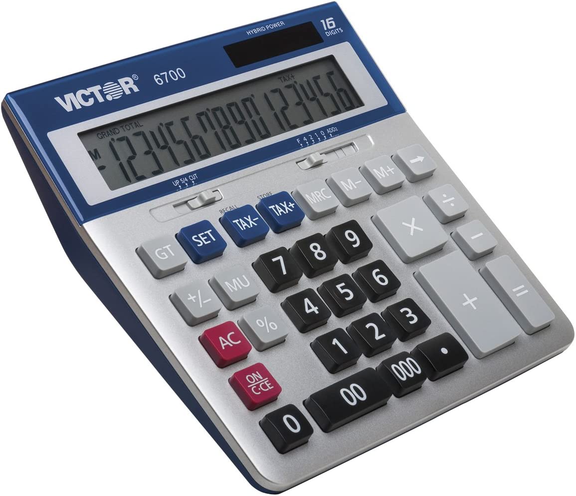 16-Digit Desktop Calculator, Silver, Blue