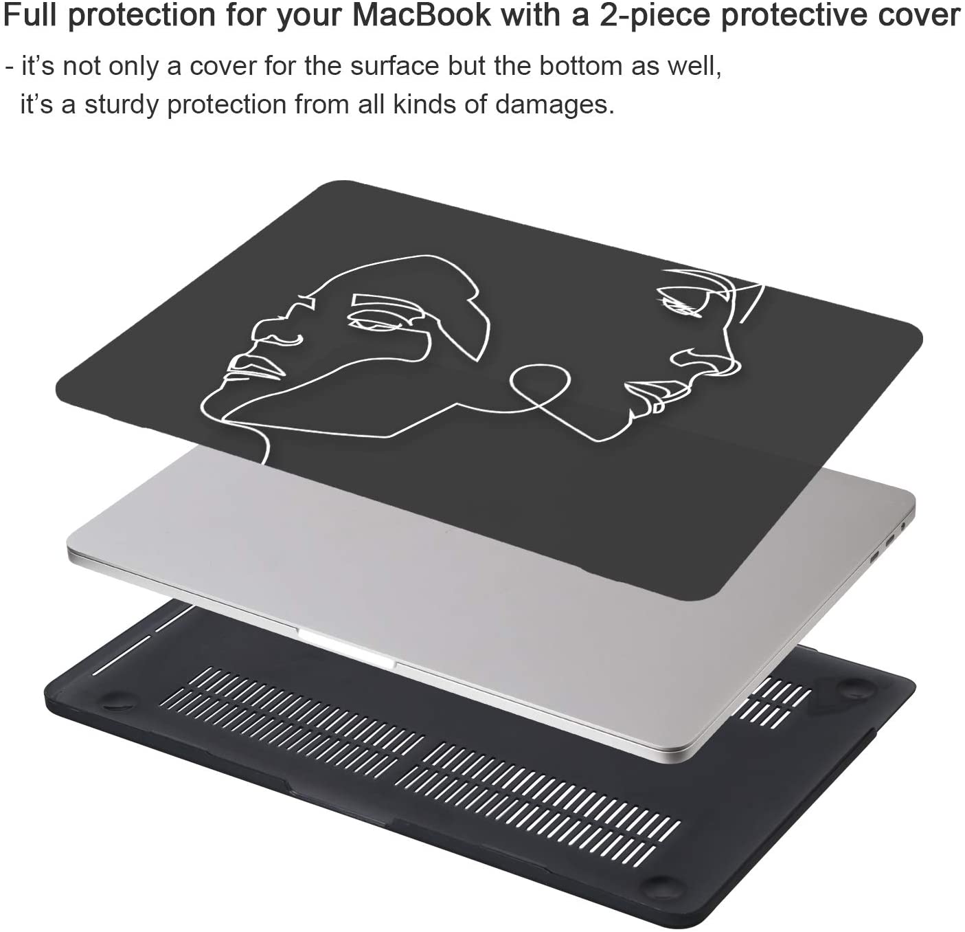 Protective Case and Keyboard Cover for 13-inch, Face Sketch