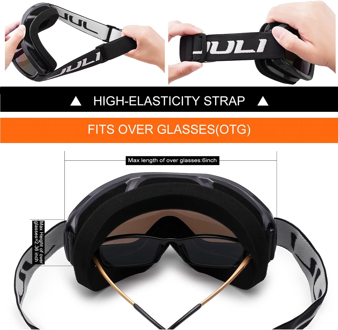 snowboard goggles for snow (Black Frame Citrus Orange Lens)