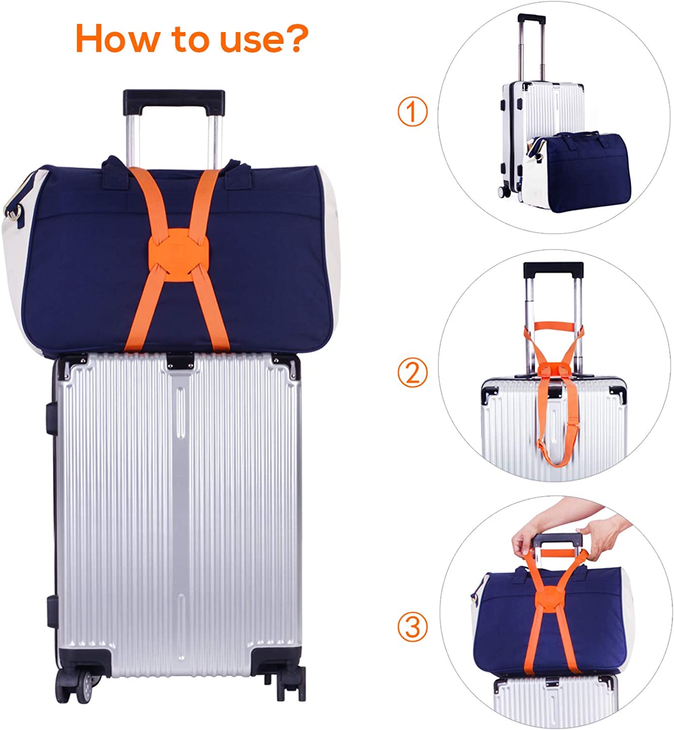 elastic strap for travel luggage, Color: Orange