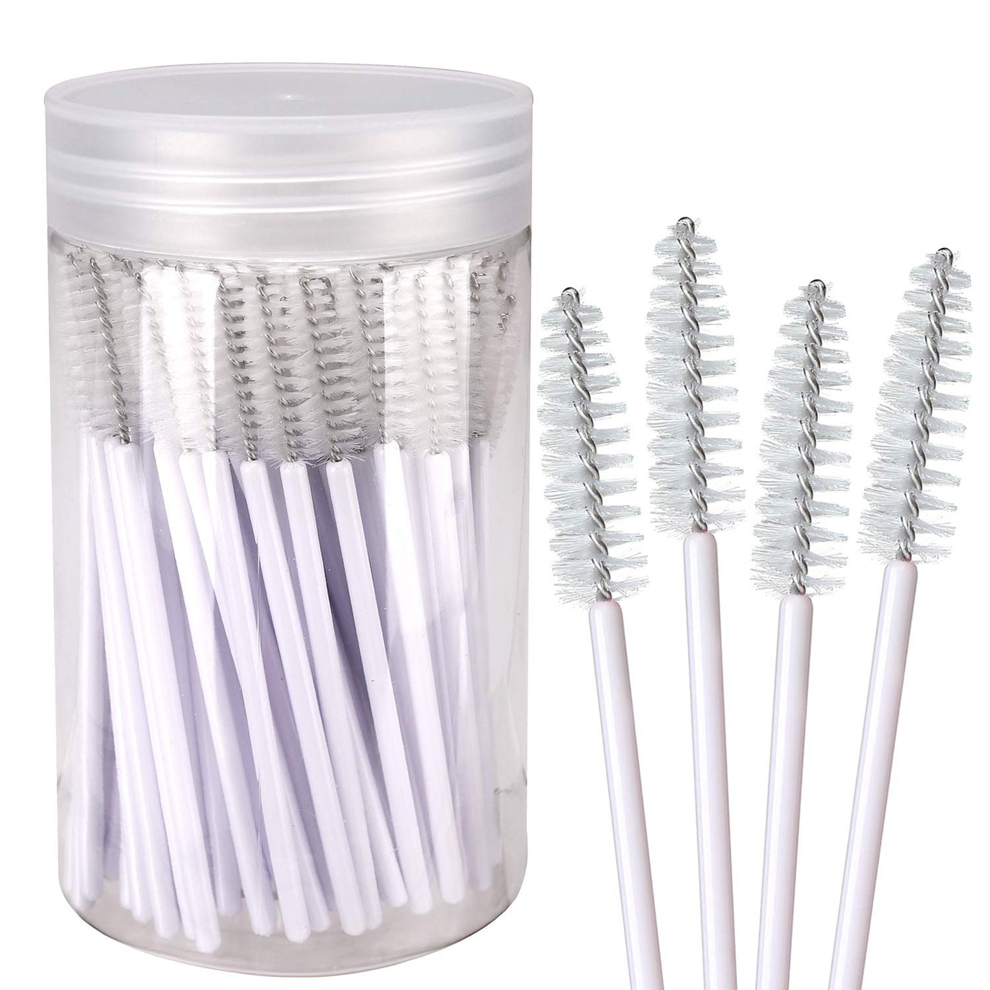 100 disposable mascara brushes with container (white)