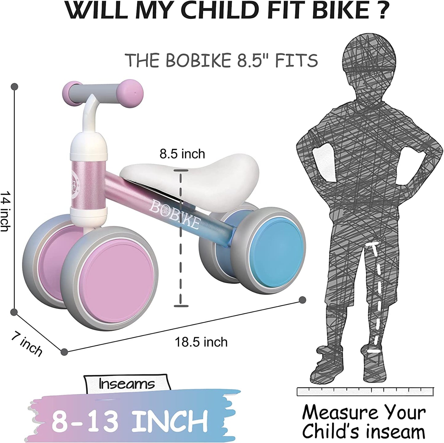 Bicycle for girls from 1 year without pedals 4 wheels, Purple