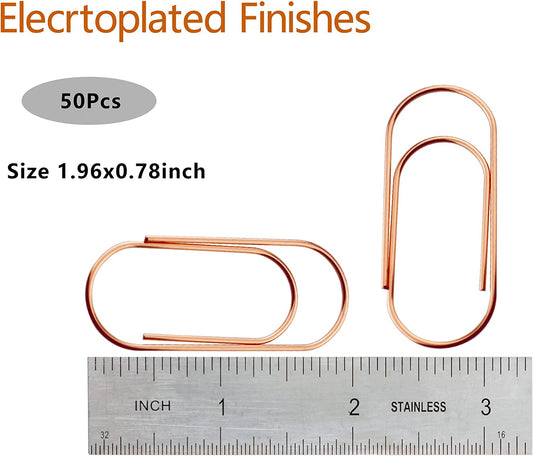 2 Inch Jumbo Wide Paper Clips 50mm 50 Pieces (Rose Gold)