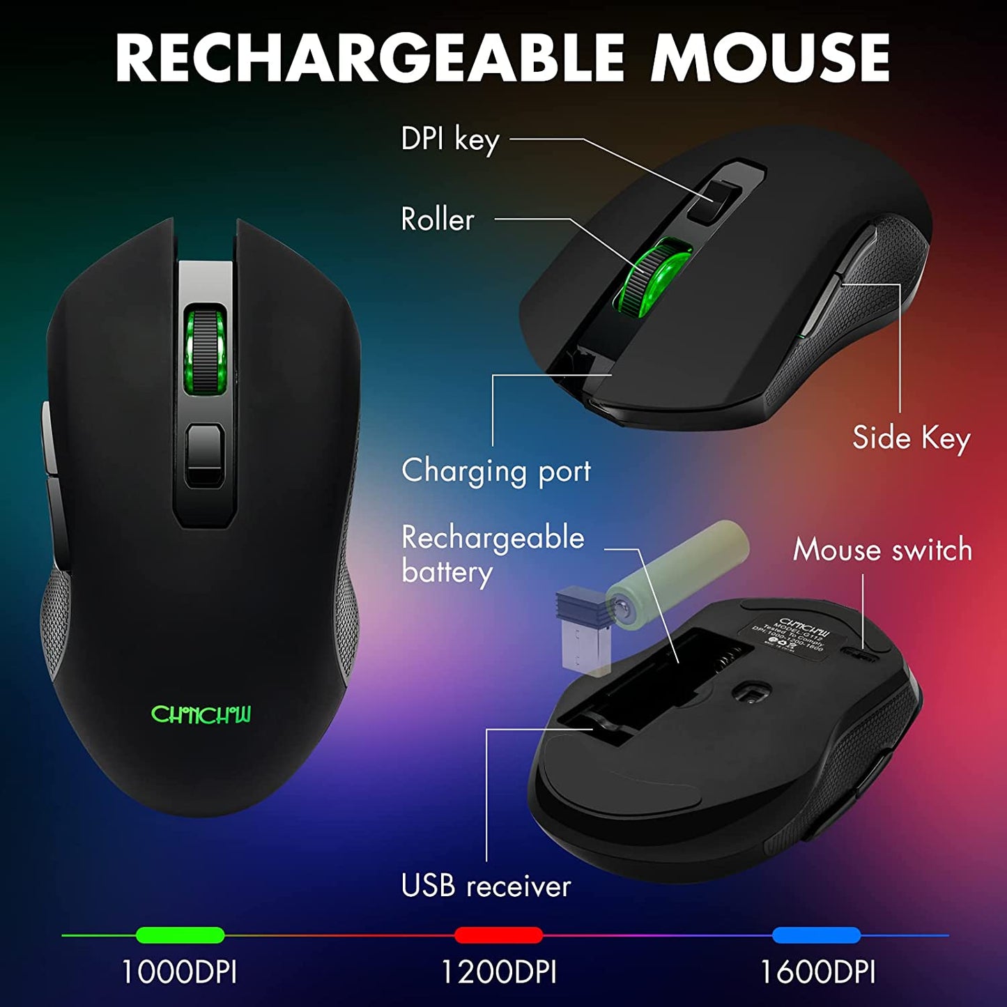 Wireless Gaming Keyboard and Mouse Combo, Rainbow