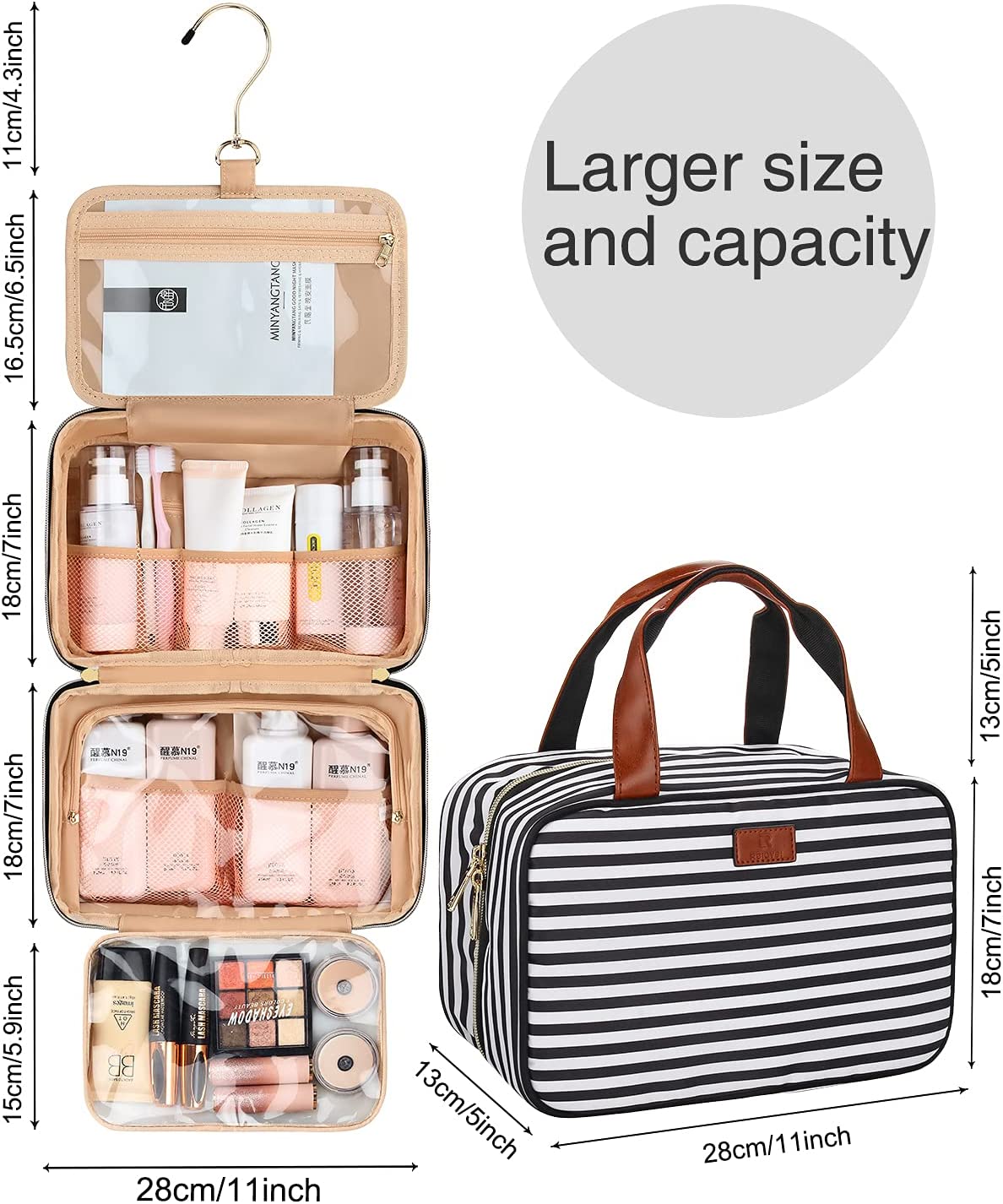 Transparent travel bag, (Stripe)