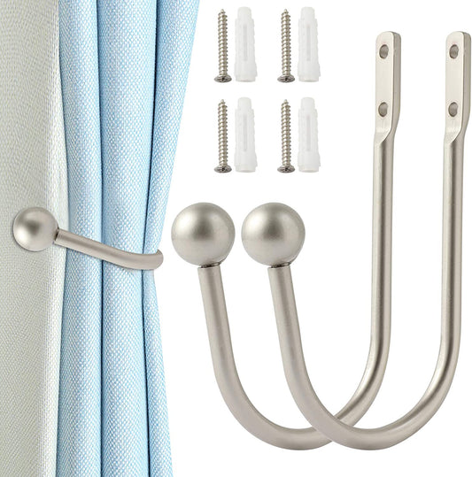 Metal Tiebacks for Curtains (2 Pieces, Silver)