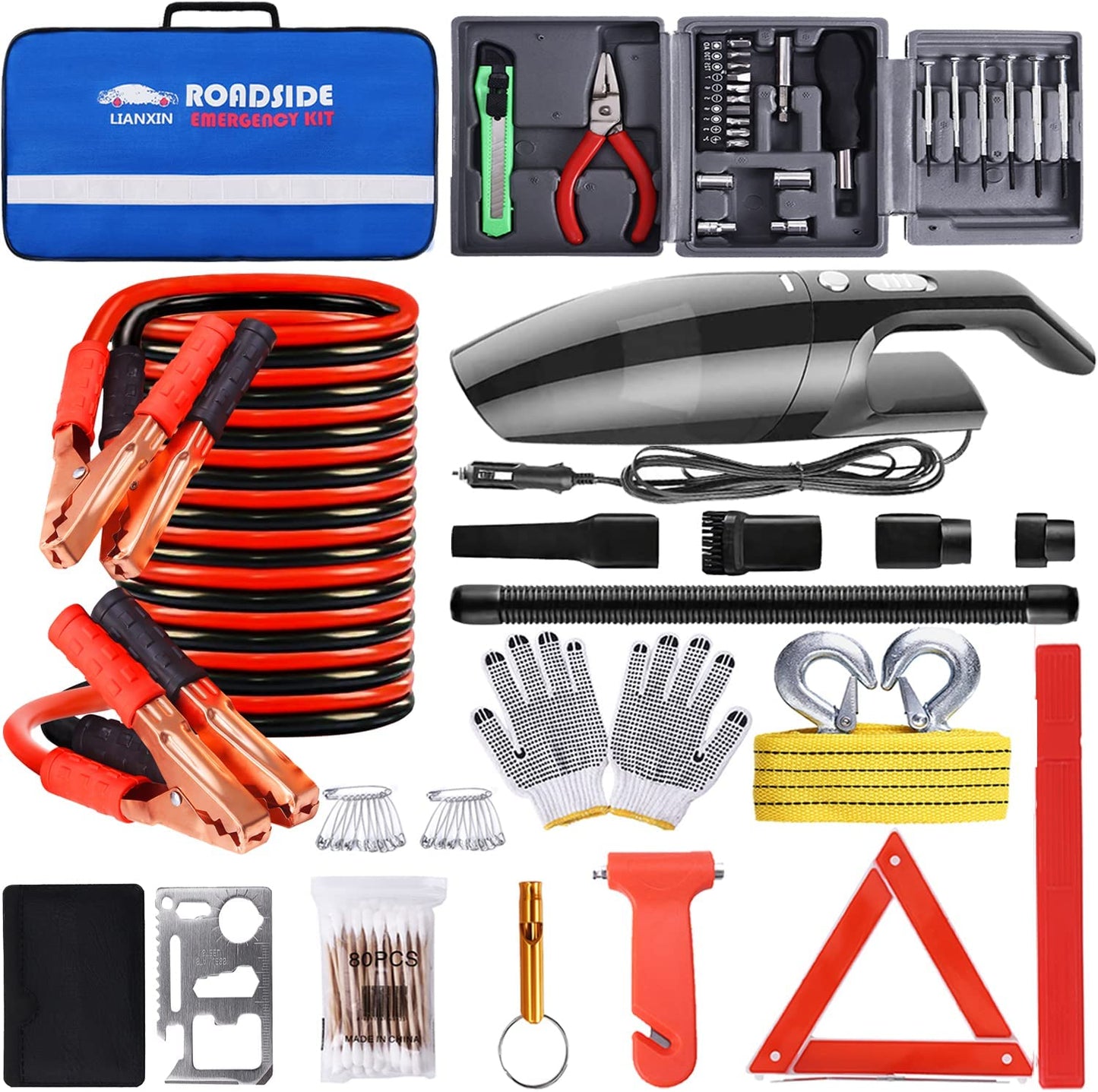 Emergency Car Kit, 11 x 5.7 x 6.9 inches, Size: Large