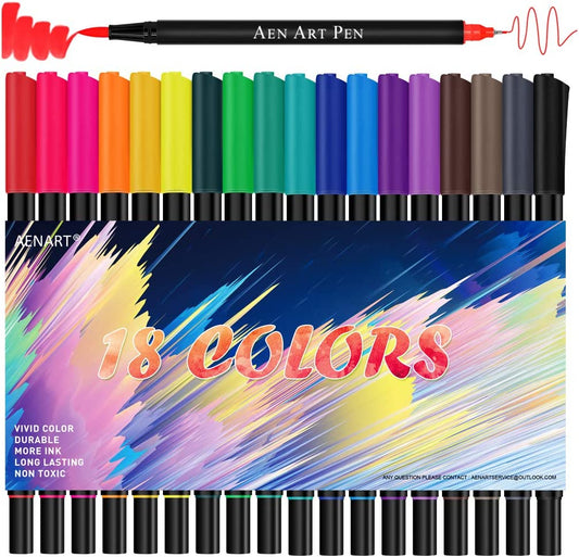 Double ended markers, 18 brushes