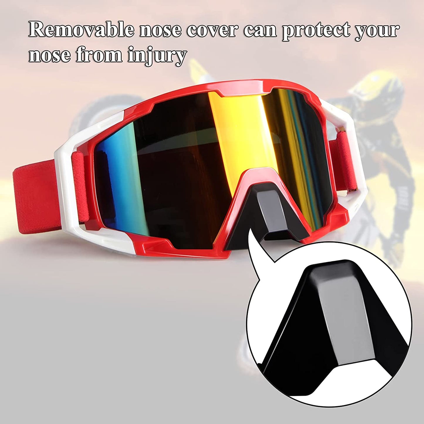 Windproof Motorcycle Goggles (Red White Frame + Color Lens)