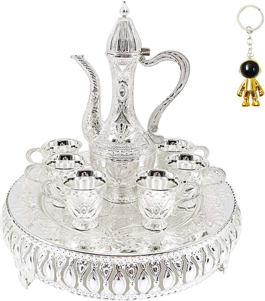 Turkish Coffee Cup and Teapot Set (Silver)