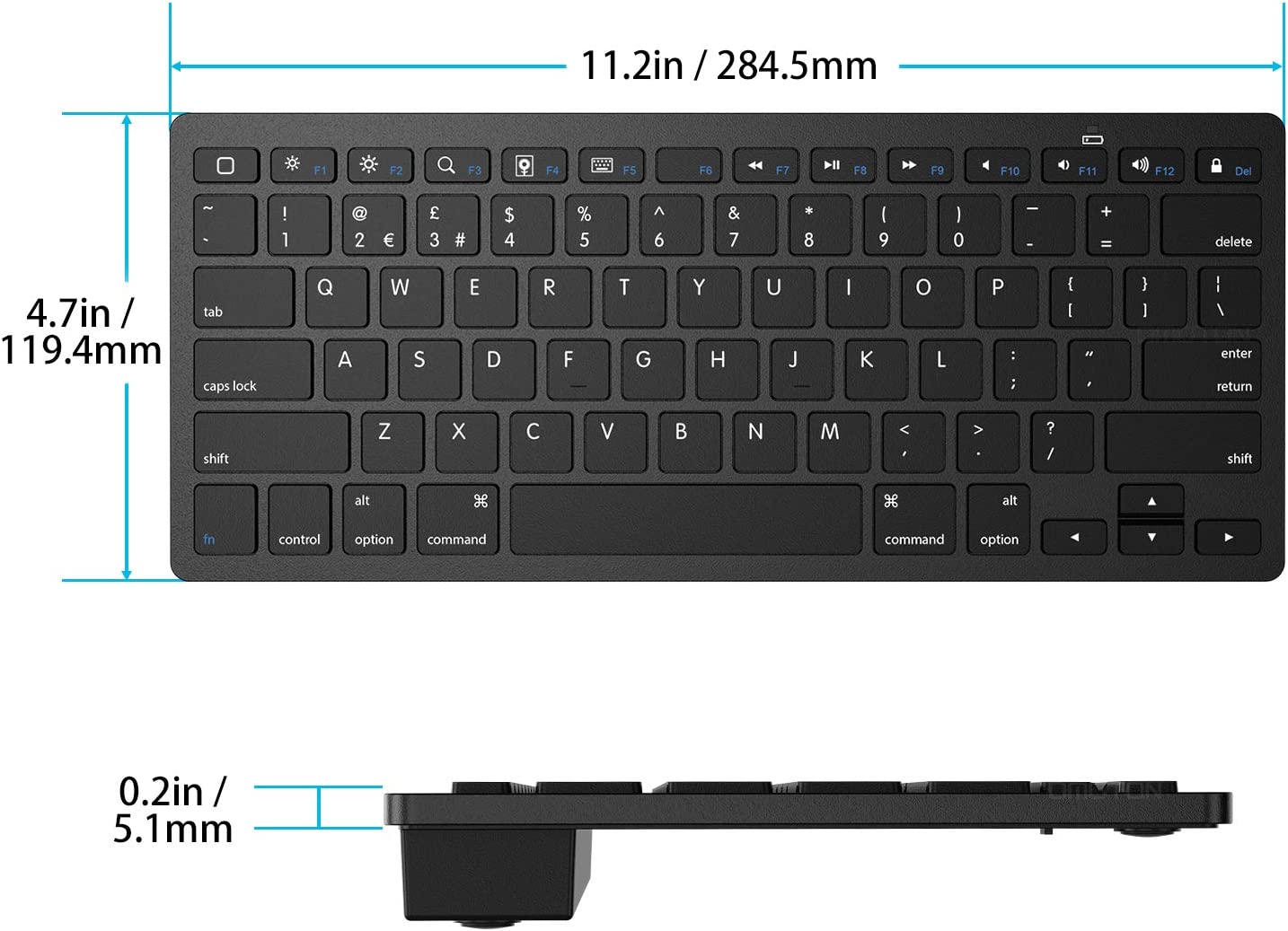 wireless keyboard (universal and portable), Black